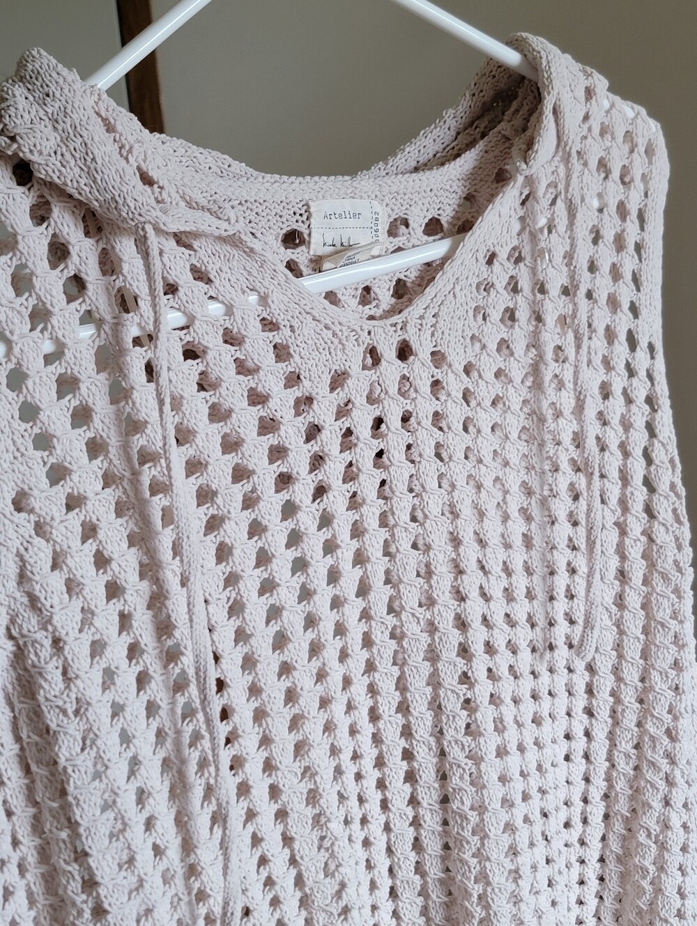π Coastal Boho Vibes. SzL Artelier by Nicole Miller Open-Knit Hooded Vest βοΈ - Picture 6 of 11